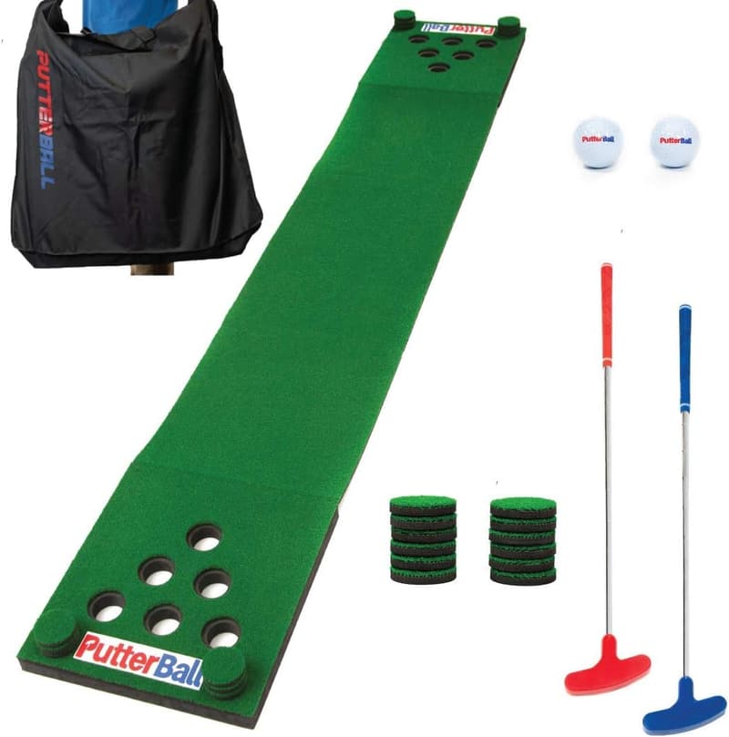 PutterBall Golf Pong Game Set – 12ft Putting Green Mat & Accessories