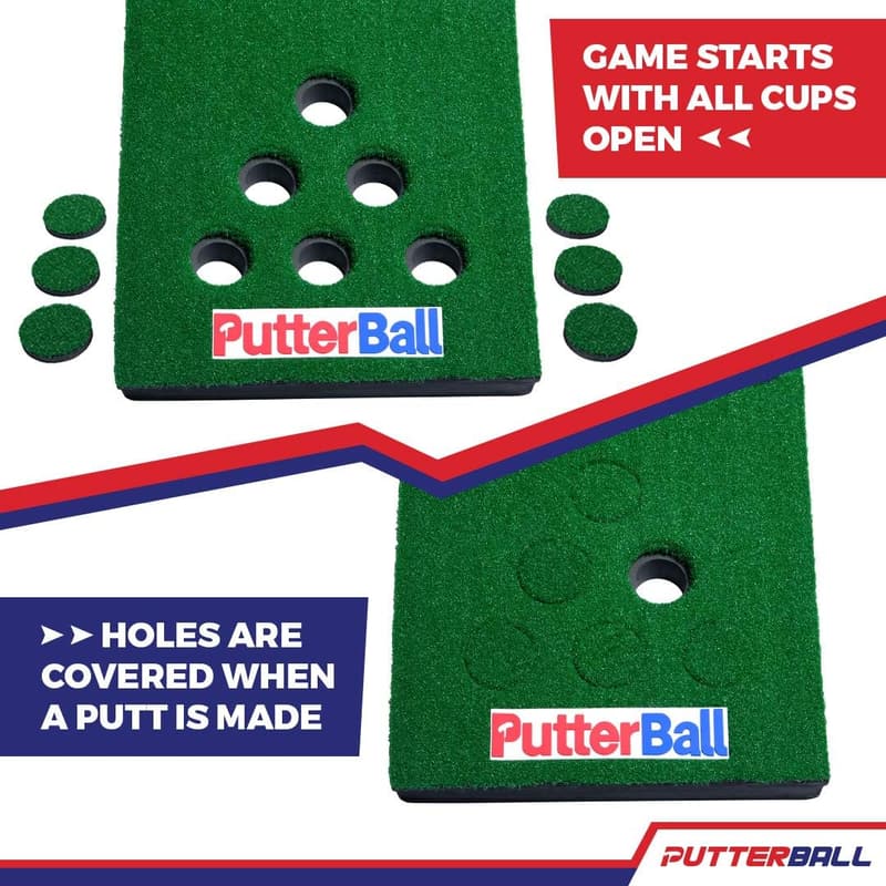 PutterBall Golf Pong Game Set – 12ft Putting Green Mat & Accessories