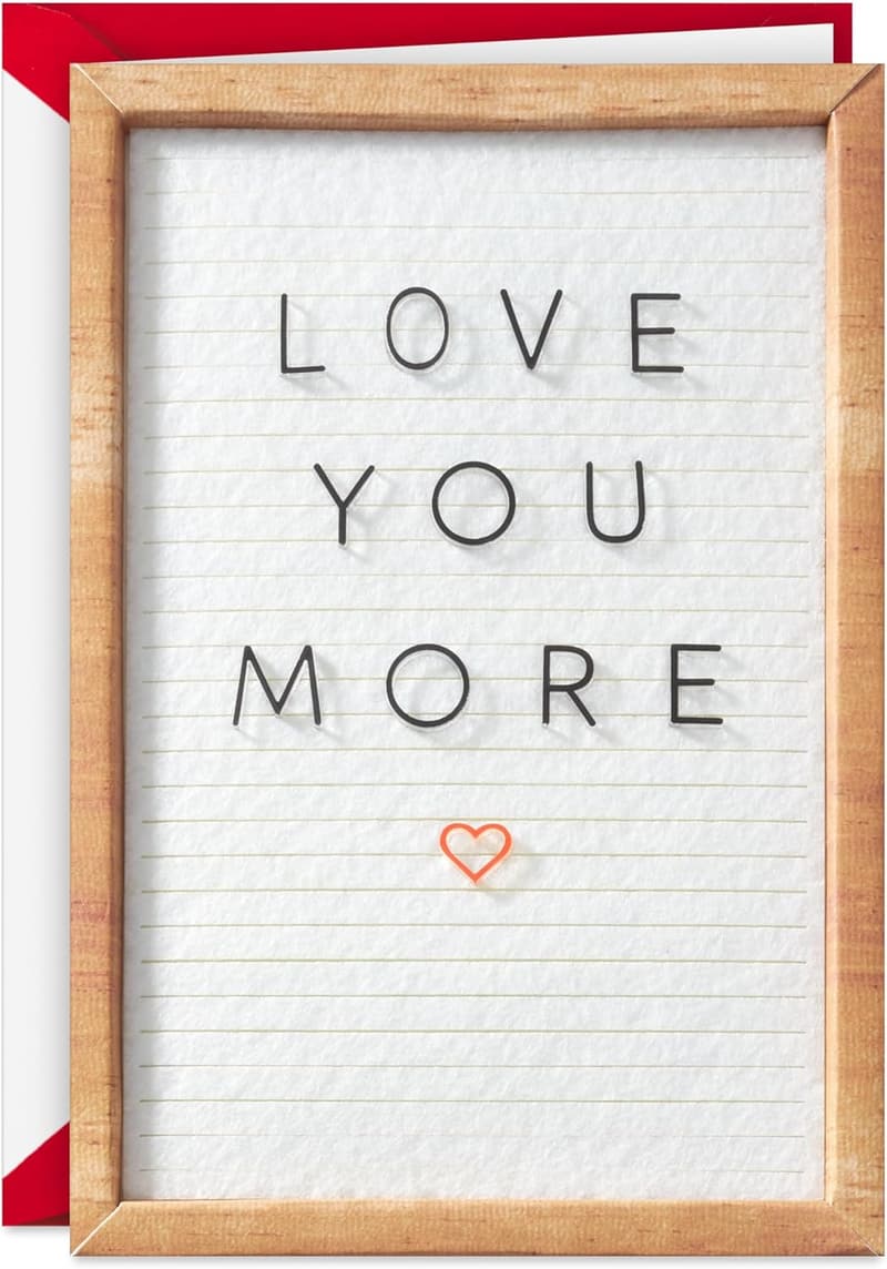 Romantic Birthday Card with Love You More Letterboard