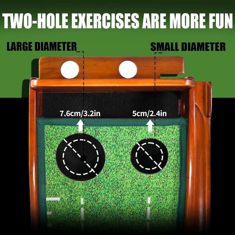 Indoor/Outdoor Golf Putting Mat with Auto Ball Return