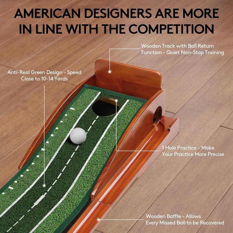 Indoor Golf Putting Mat with Automatic Ball Return – Perfect Gift