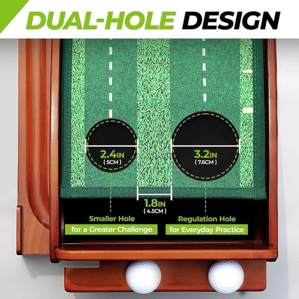 Indoor Golf Putting Mat with Automatic Ball Return & Mirror