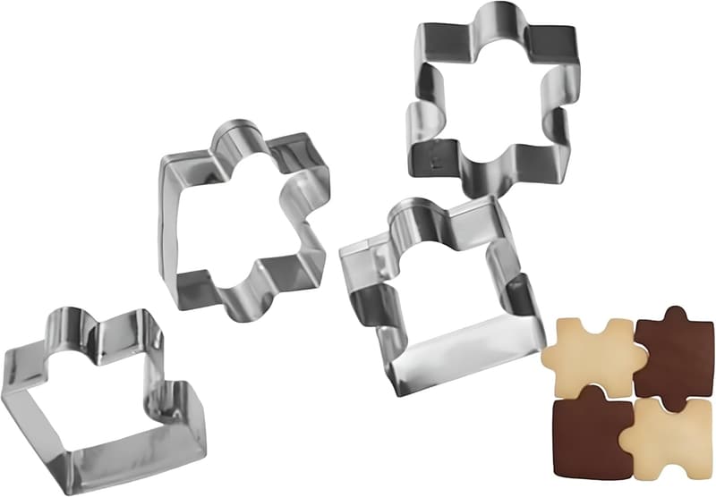 Puzzle Piece Cookie Cutter Set, Stainless Steel, 4 Pieces