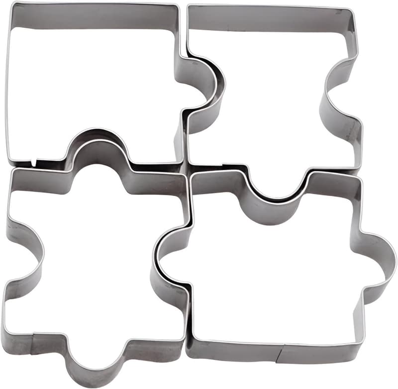 Puzzle Piece Cookie Cutter Set, Stainless Steel, 4 Pieces