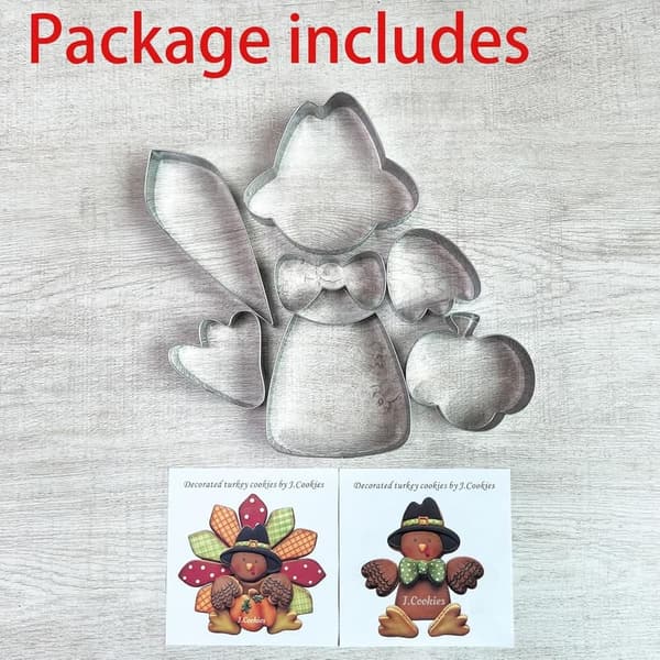 Thanksgiving Turkey Cookie Cutter Set - 7 Stainless Steel Pieces