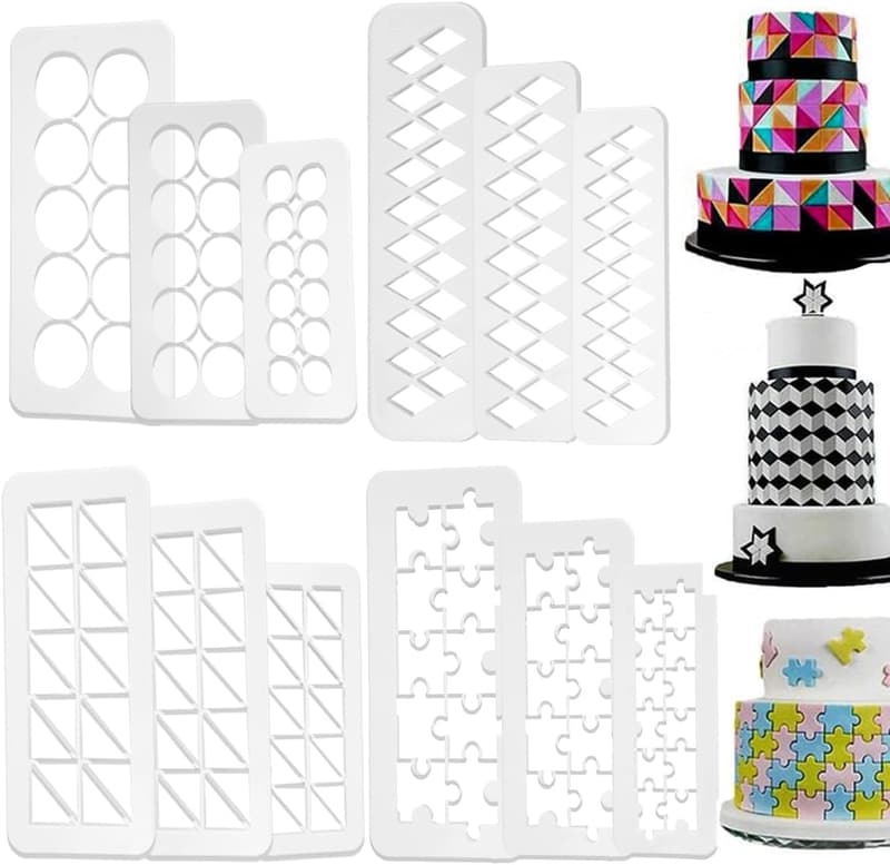 Geometric Cake Fondant Cutters Set - 12 Pcs Triangles