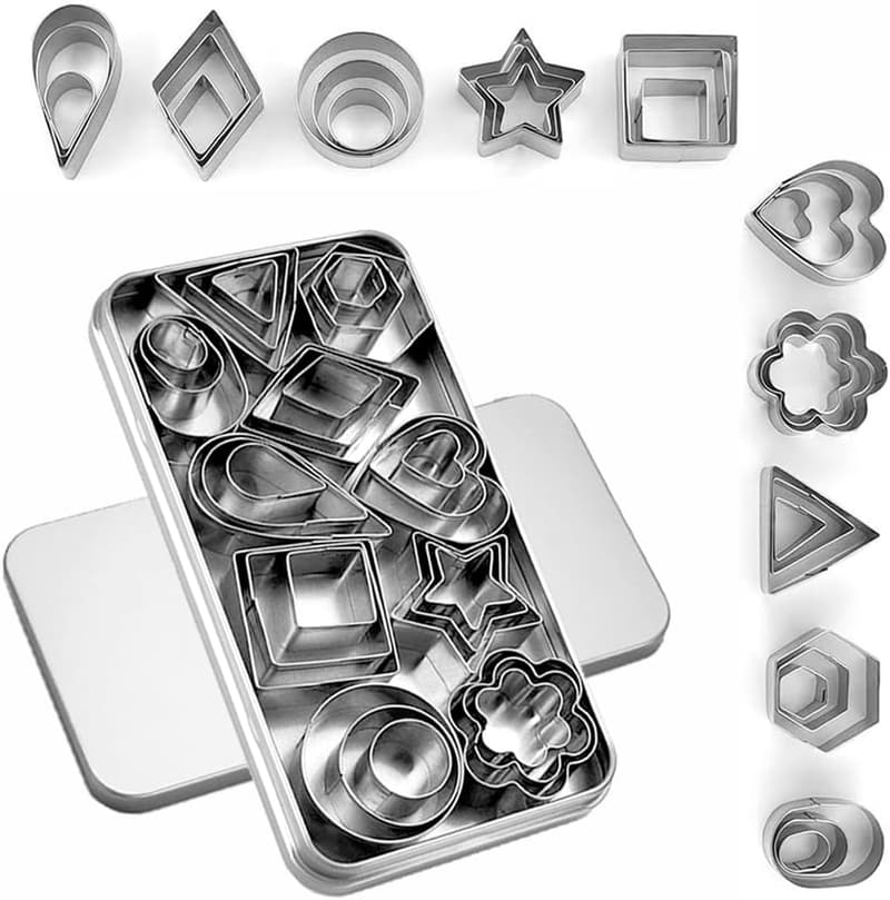 30Pcs Mini Stainless Steel Cookie Cutter Set for Kids