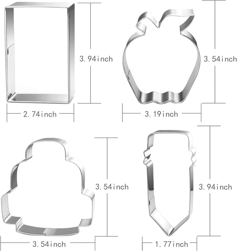 Back to School Cookie Cutter Set - 4 Piece Fondant Cutters