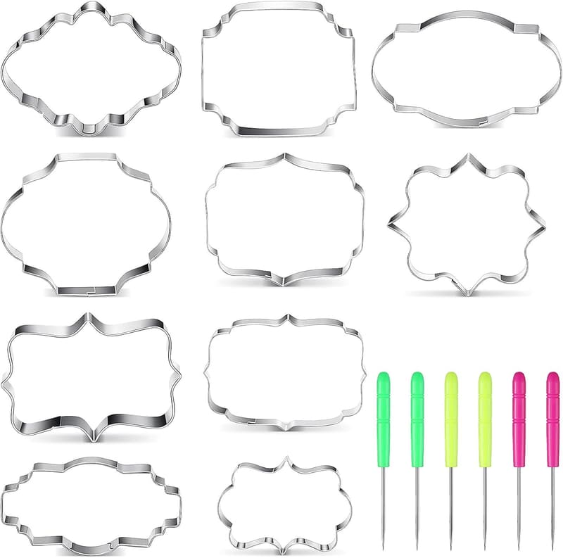 10-Piece Stainless Steel Cookie Cutter Set with 6 Stirring Pins