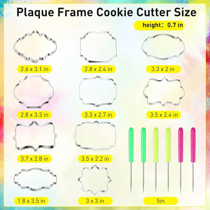 10-Piece Stainless Steel Cookie Cutter Set with 6 Stirring Pins