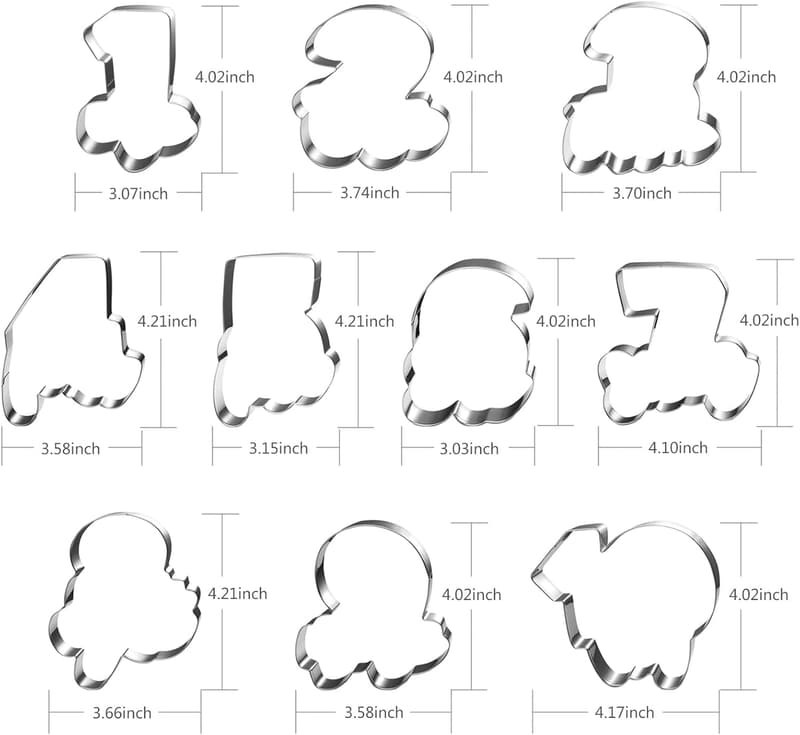 10-Piece Large Number Cookie Cutter Set - Dishwasher Safe
