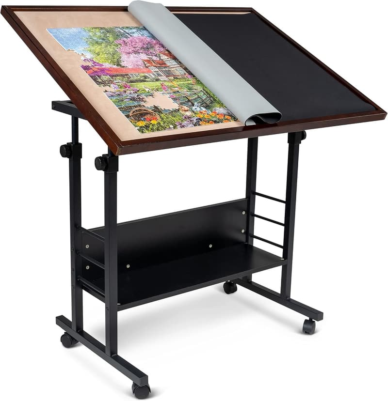 1500-Piece Puzzle Table with Adjustable Tilt & Cover Mat