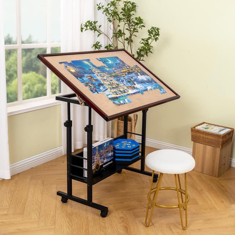 1500-Piece Puzzle Table with Adjustable Tilt & Cover Mat