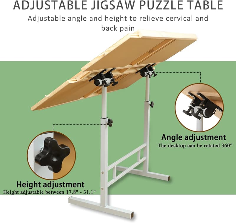Adjustable Folding Jigsaw Puzzle Table with Drawers – Perfect Gift for Adults