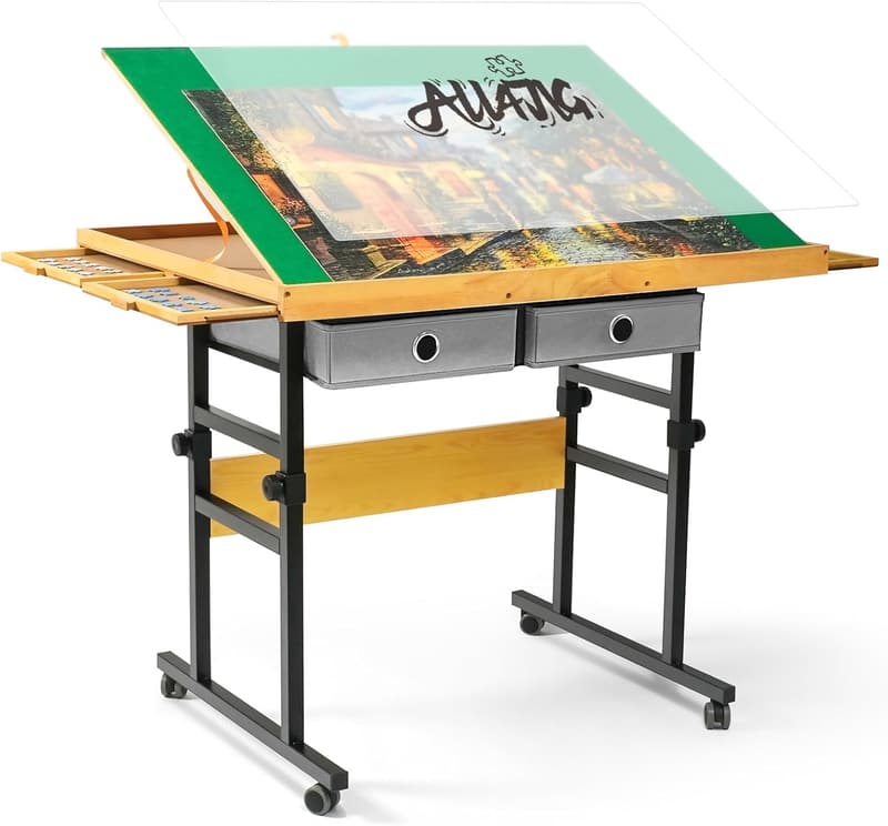 Adjustable Jigsaw Puzzle Table with 4 Drawers & Cover
