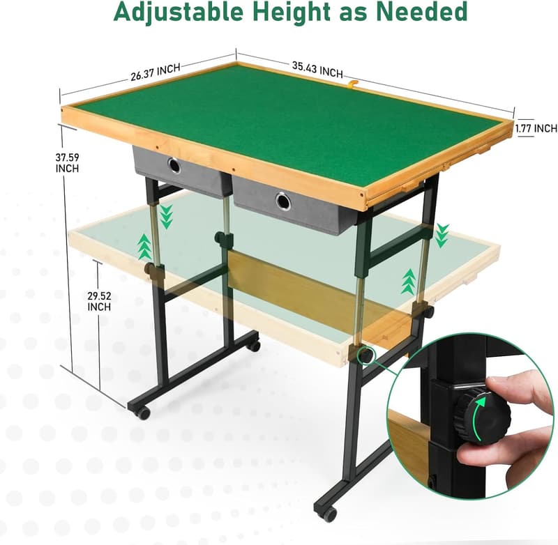 Adjustable Jigsaw Puzzle Table with 4 Drawers & Cover