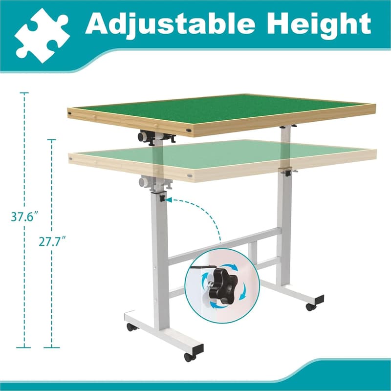 Adjustable Jigsaw Puzzle Table with Cover & 4 Drawers, 1500 Pieces