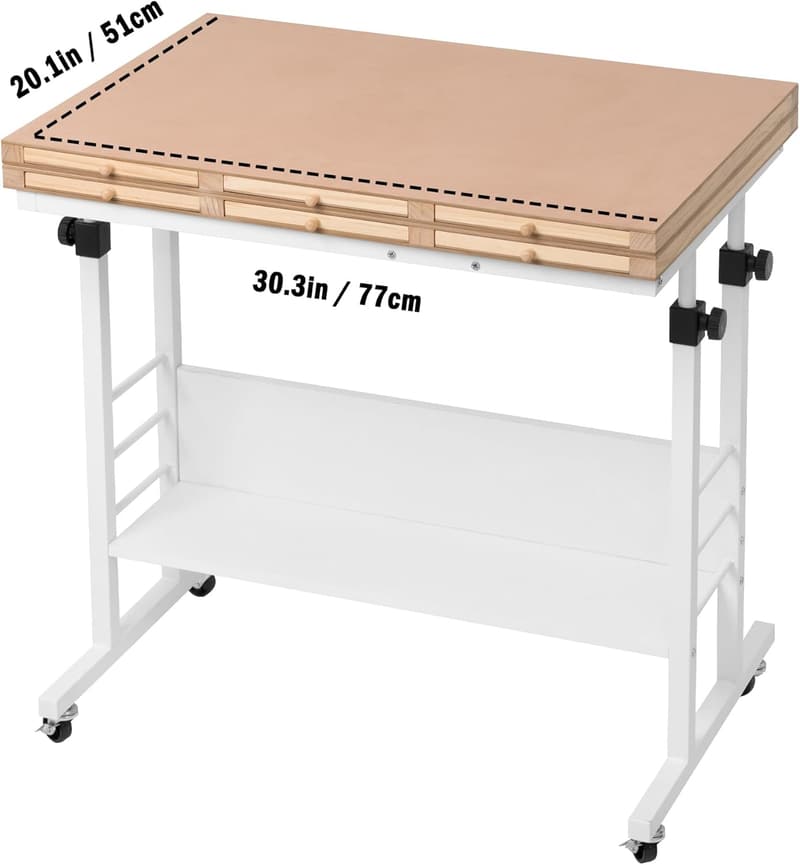 Foldable Jigsaw Puzzle Table with Adjustable Height and Wheels
