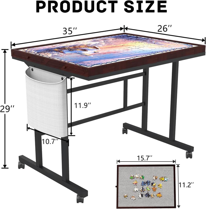 Adjustable Jigsaw Puzzle Table with Storage - 1500pcs Capacity