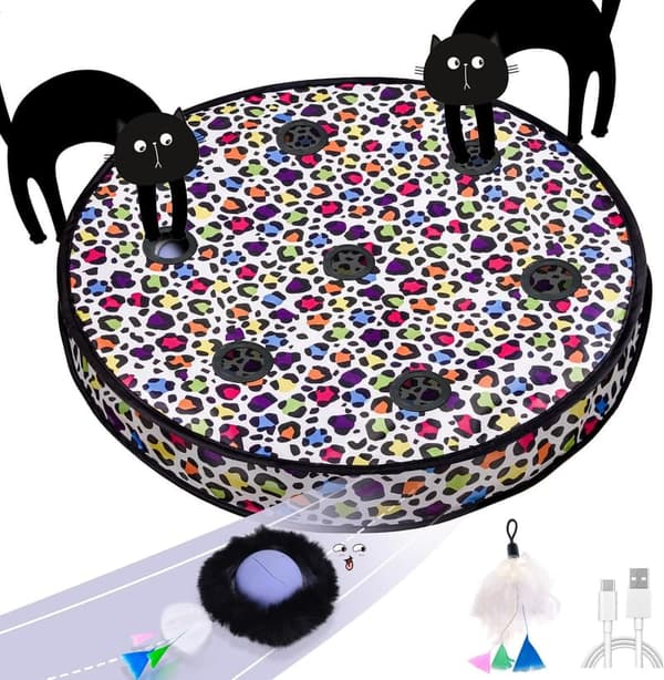 Interactive Cat Toy: Moving Ball with 7-Hole Mat