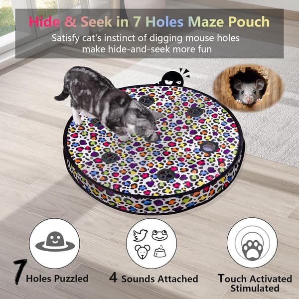 Interactive Cat Toy: Moving Ball with 7-Hole Mat