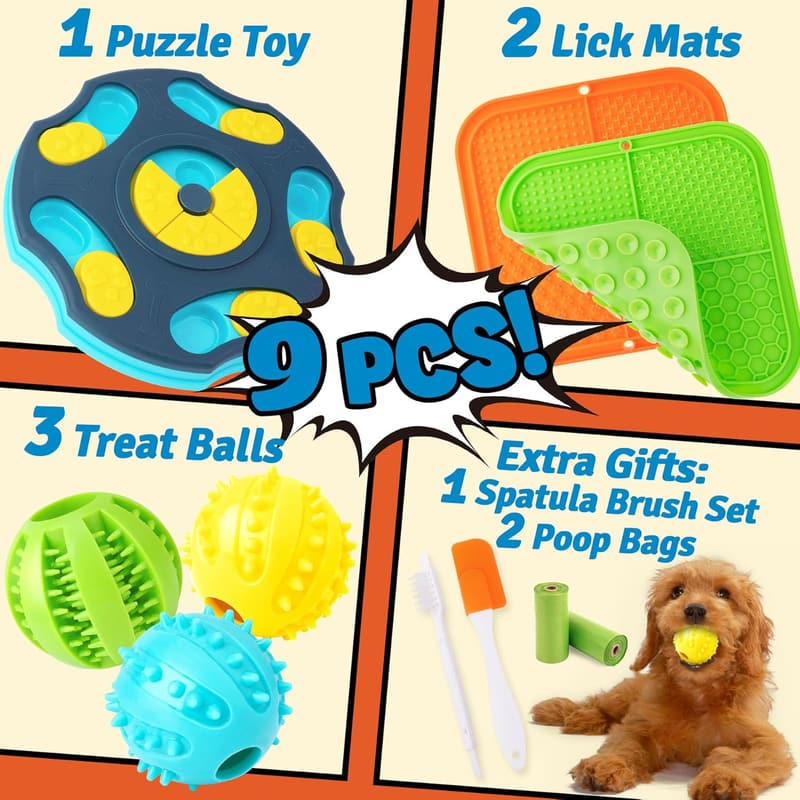Dog Puzzle Toy Set for Small to Medium Dogs - 9 Pack