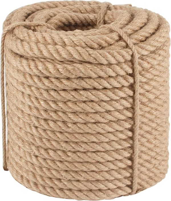 Natural Jute Rope - 3/4 in x 100 ft for Crafts & Landscaping
