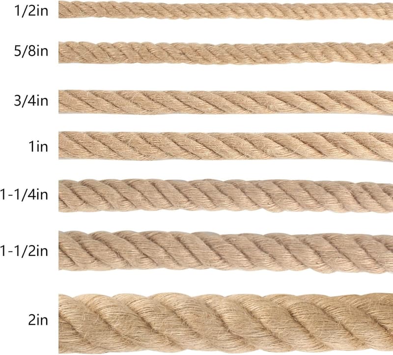 Natural Jute Rope - 3/4 in x 100 ft for Crafts & Landscaping