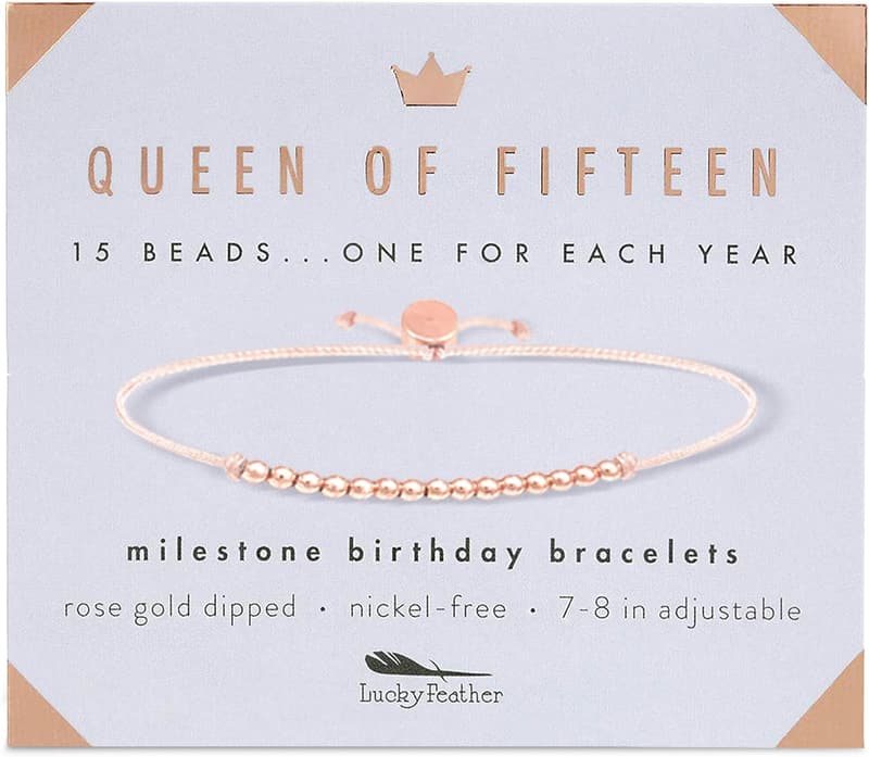 15th Birthday Bracelet with 14k Dipped Beads for Girls