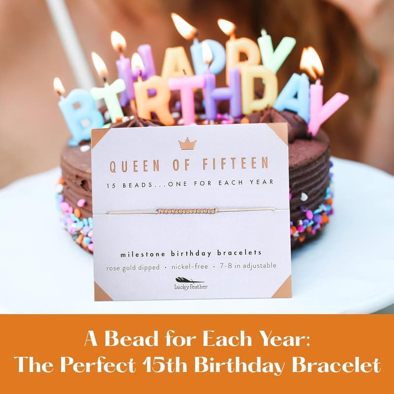 15th Birthday Bracelet with 14k Dipped Beads for Girls