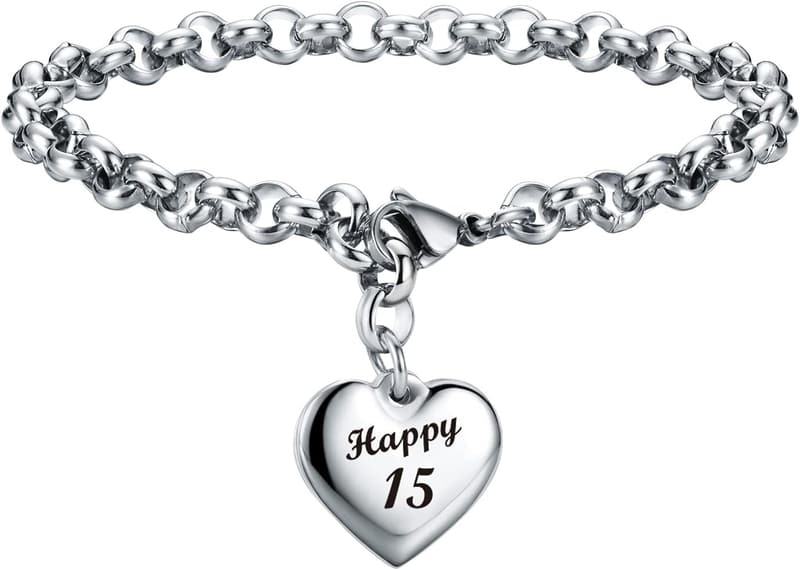 Happy Birthday Heart Charm Bracelet for Women & Teens
