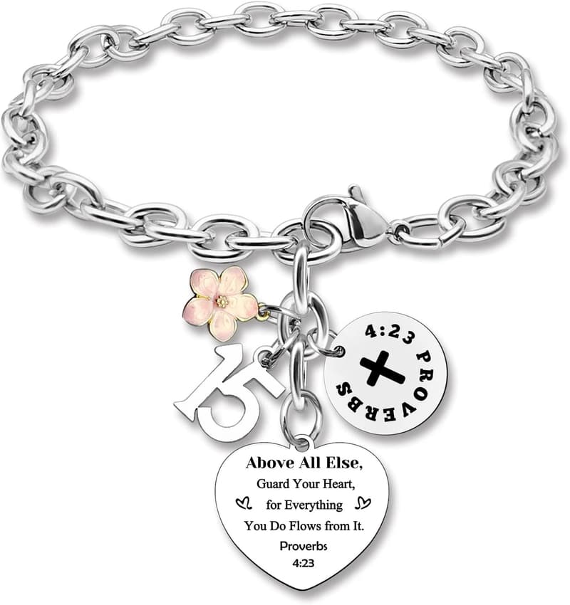 Girls' Birthday Charm Bracelet - Stainless Steel Gift for Ages 13-21