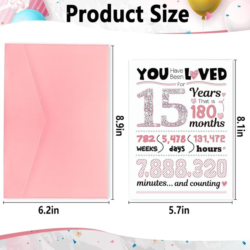 15th Birthday Card for Girls - Sweet 15 Greeting Card