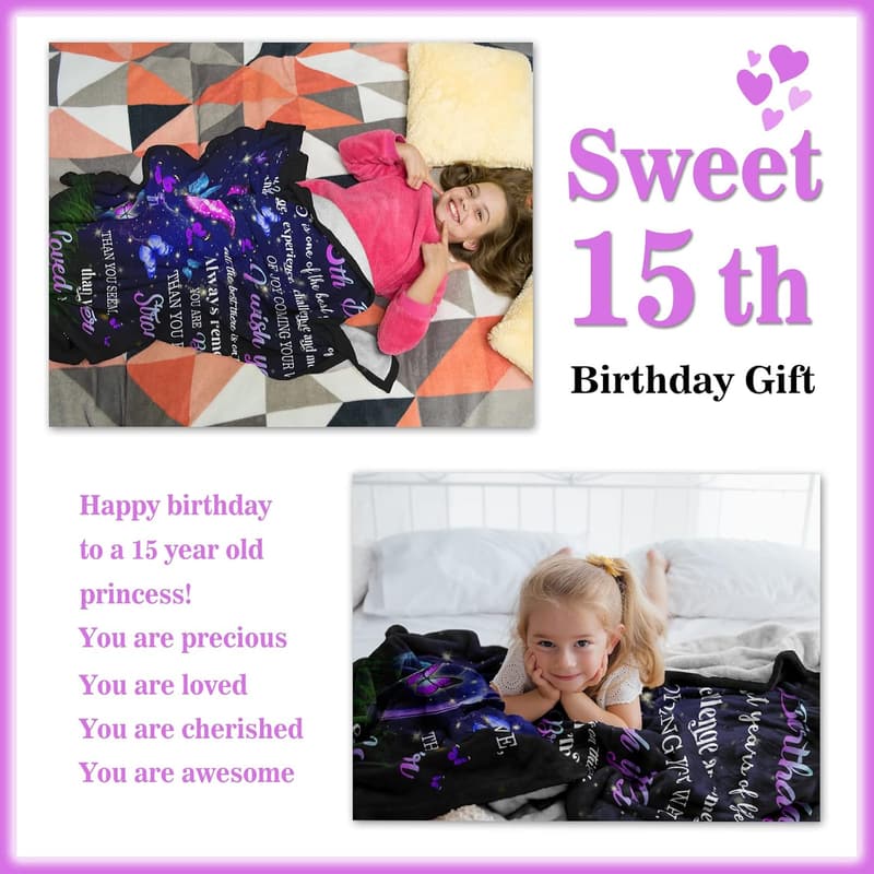 15th Birthday Blanket Gift for Teen Girls - 50
