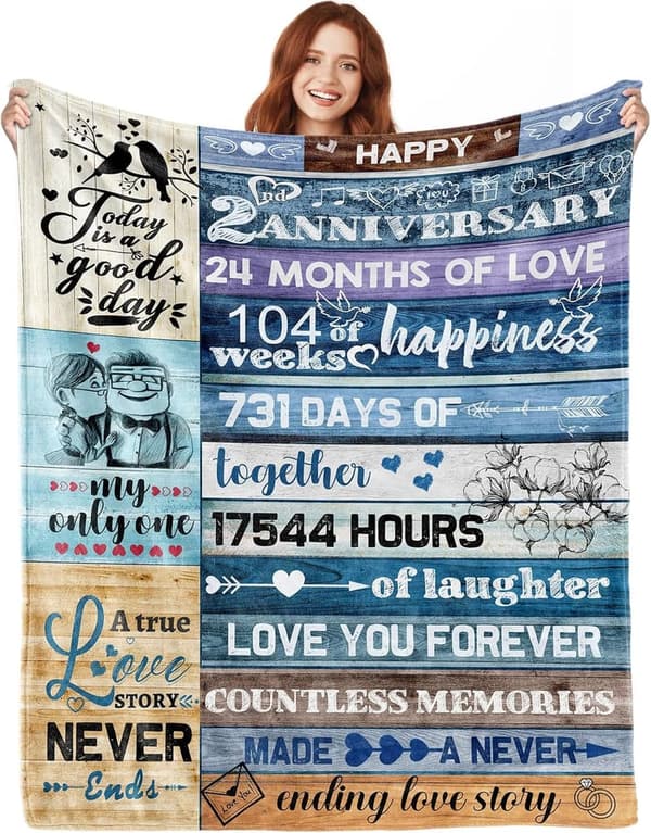2nd Anniversary Cotton Blanket Gift for Couples