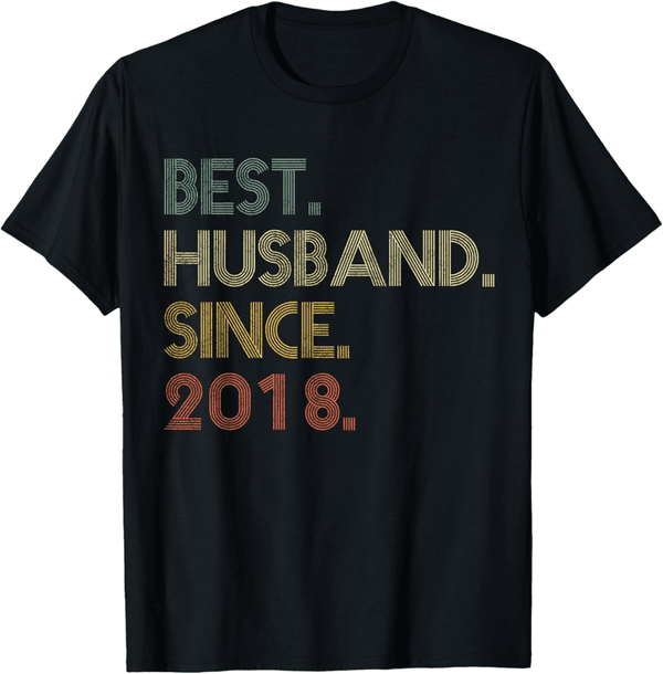 7th Anniversary T-Shirt for Couples - Best Husband Since 2018