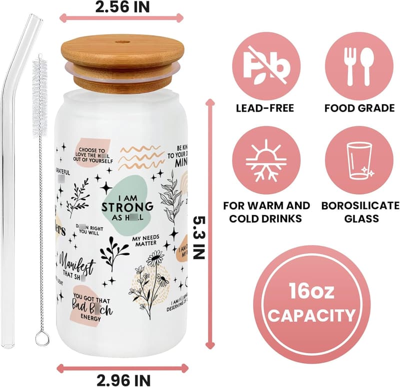 Inspirational Can Glass for Women's Friendship Gifts