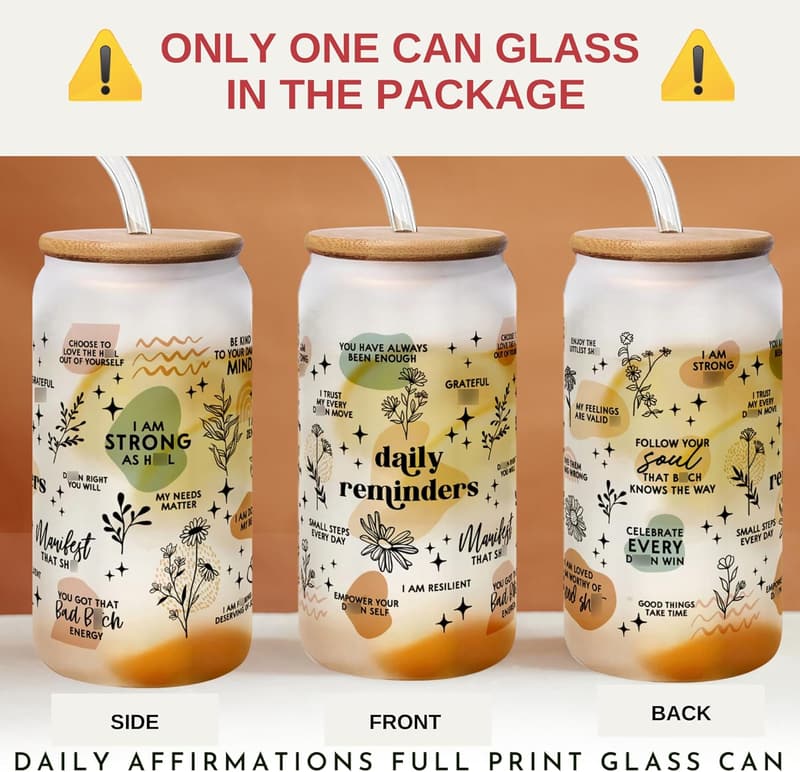 Inspirational Can Glass for Women's Friendship Gifts