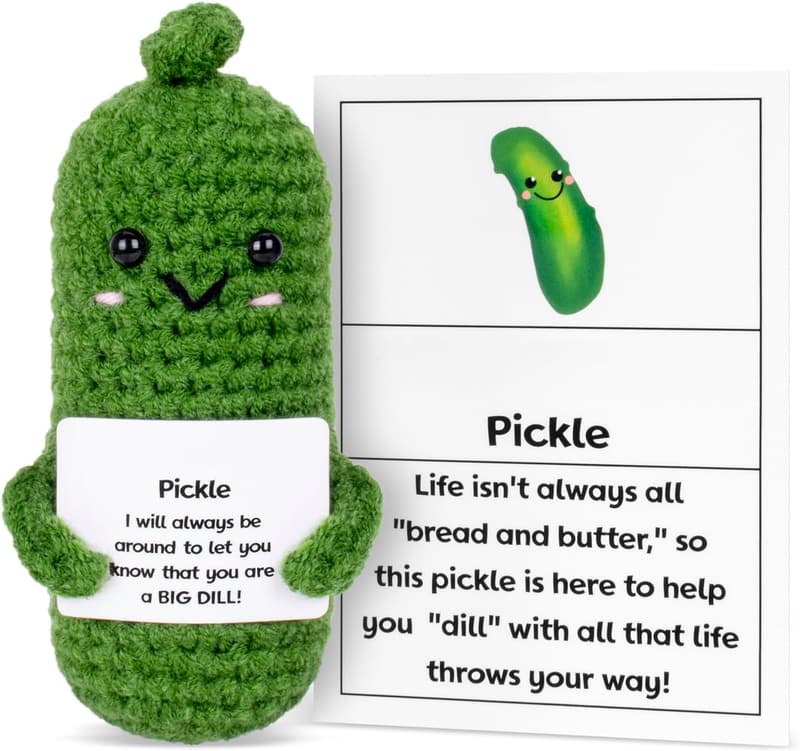 Cheer Up Pickle Doll - Cute Crochet Toy for Friends Birthday