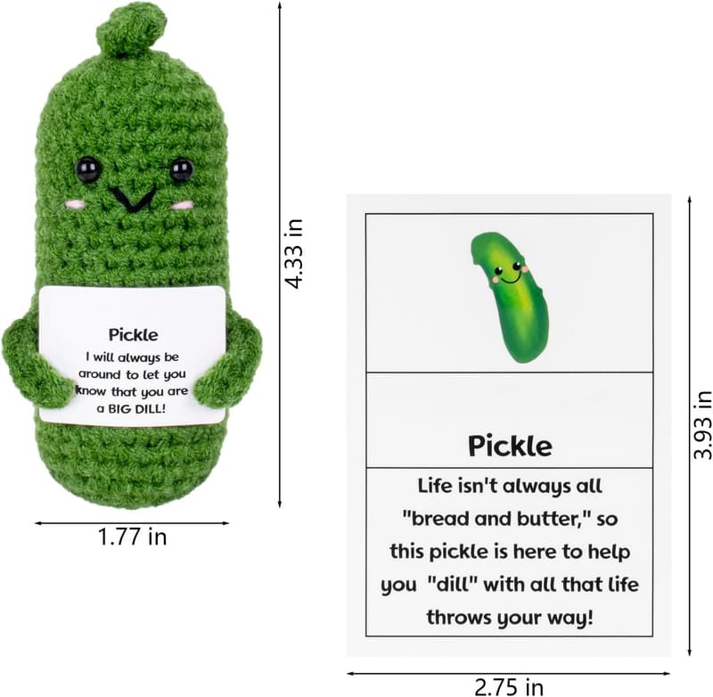 Cheer Up Pickle Doll - Cute Crochet Toy for Friends Birthday