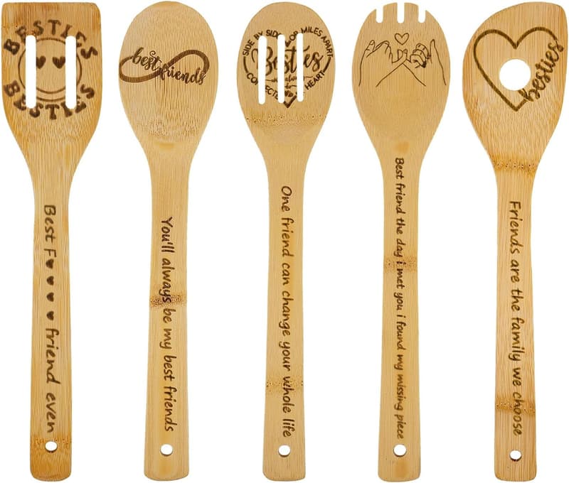Unique Birthday Gifts for Women - 5PCS Wooden Cooking Spoons