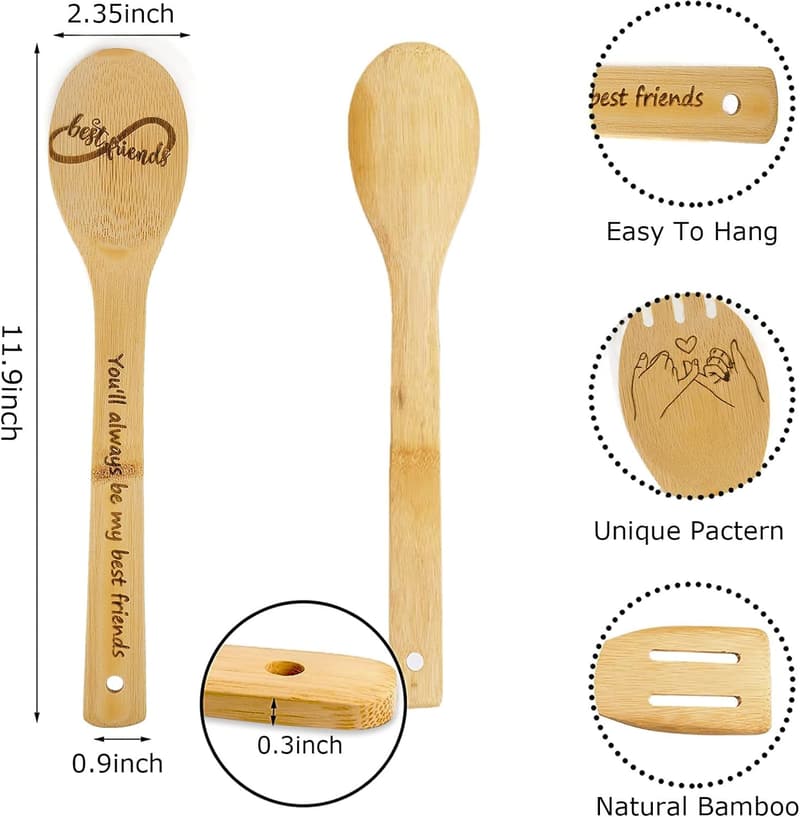 Unique Birthday Gifts for Women - 5PCS Wooden Cooking Spoons