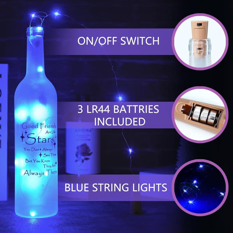 Unique Friendship Bottle Lights with Cork for Birthdays
