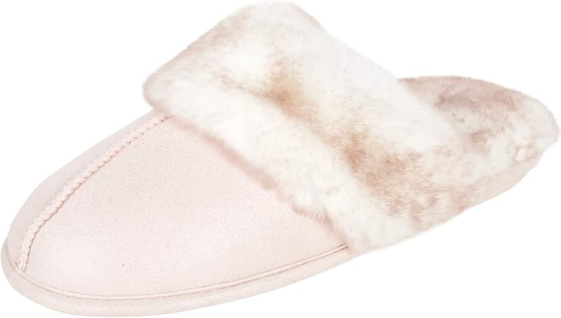 Jessica Simpson Women's Faux Fur Memory Foam House Slippers