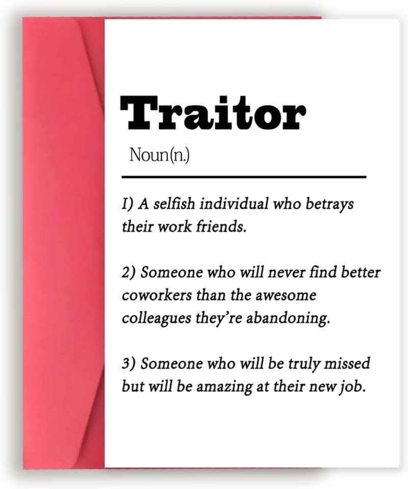 Funny Farewell Card for Coworkers - Hilarious Leaving Gift
