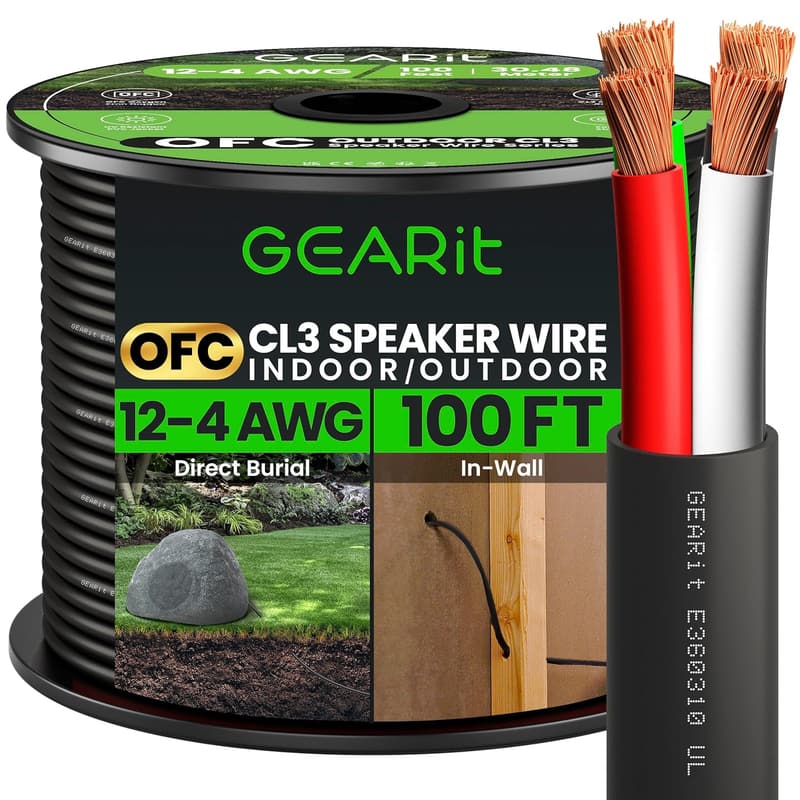100ft Outdoor 12AWG Speaker Wire - OFC Oxygen-Free Copper