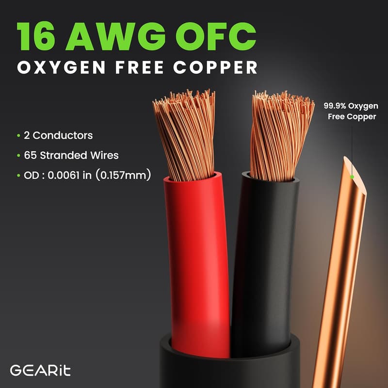 Outdoor 100ft 16AWG Speaker Wire - OFC Copper, CL2/CL3 Rated