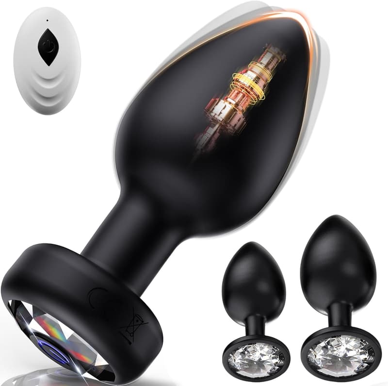 Vibrating Silicone Anal Plug Set with Remote Control