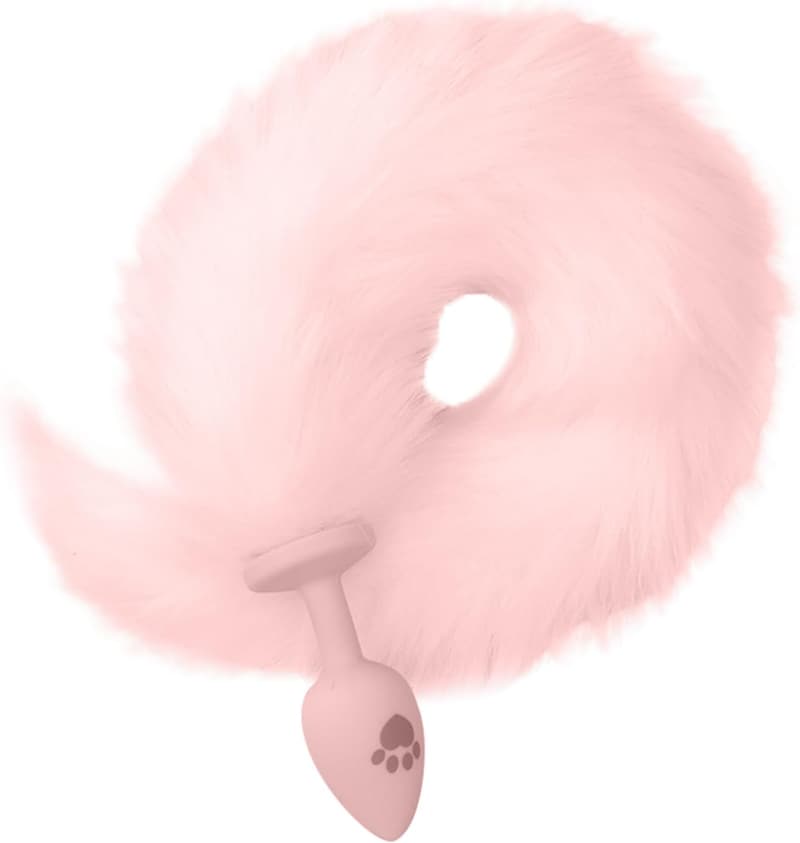 Pink Fox Furry Silicone Anal Plug for Couples