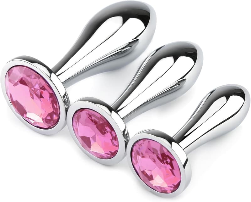 3-Piece Crystal Diamond Anal Plug Set for Couples